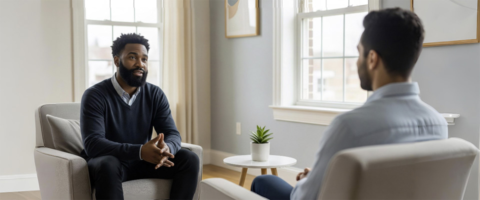 Men in therapy situation